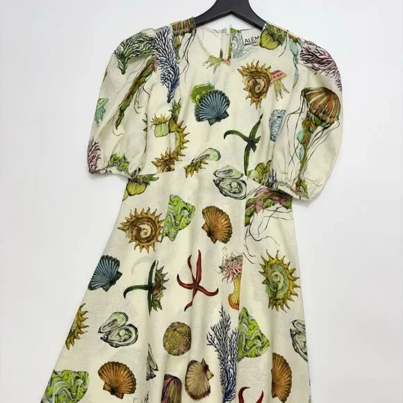 ALÉMAIS Sea Short-Sleeve Linen Midi Dress - Picture 3 of 16